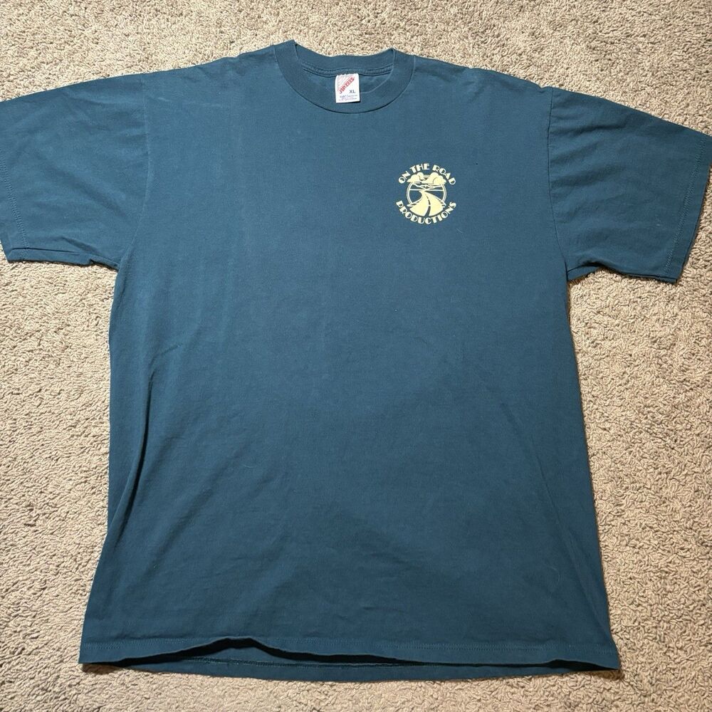 Vintage Jerzees On The Road Productions Green T-Shirt Mens XL Double Sided